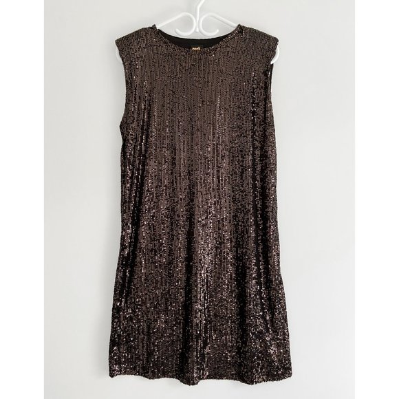 Sequin Shift Dress • New with Tags • Sz S • Black/Bronze • Reitmans • Holiday - Picture 1 of 11
